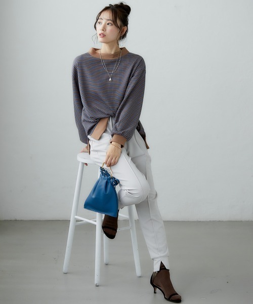 miclat(ミクラ)の「大きいサイズ ドットジャガードプルオーバー miclat(Tシャツ/カットソー・レディース・ブルー系/ブラウン系・L/LL/3L/4L/5L)」の22枚目の写真