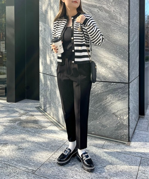 prose verse（プロズヴェール）の「パールボタンコンパクトニットカーデ（カーディガン/ボレロ・レディース・ブラック/グリーン/オフホワイト・ﾌﾘ-）」の13枚目の写真