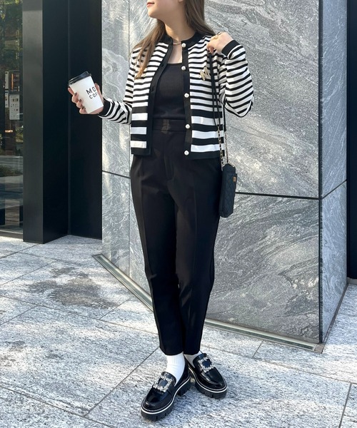 prose verse（プロズヴェール）の「パールボタンコンパクトニットカーデ（カーディガン/ボレロ・レディース・ブラック/グリーン/オフホワイト・ﾌﾘ-）」の15枚目の写真