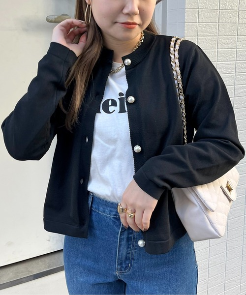 prose verse（プロズヴェール）の「パールボタンコンパクトニットカーデ（カーディガン/ボレロ・レディース・ブラック/グリーン/オフホワイト・ﾌﾘ-）」の16枚目の写真