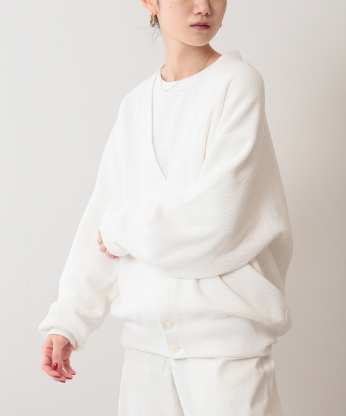 UNFOLLOW（アンフォロー）の「【FOLL / フォル】ソフトタッチヘビーワッフルカーディガン（カーディガン/ボレロ・メンズ・ブラック/ホワイト/ピンク・3/2）」の4枚目の写真