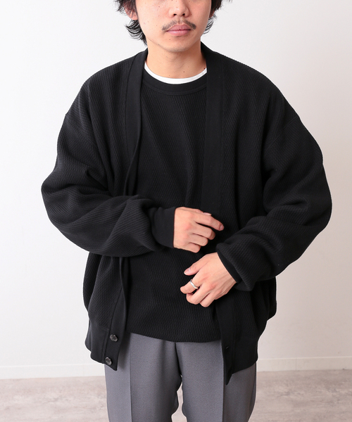 UNFOLLOW（アンフォロー）の「【FOLL / フォル】ソフトタッチヘビーワッフルカーディガン（カーディガン/ボレロ・メンズ・ブラック/ホワイト/ピンク・3/2）」の10枚目の写真