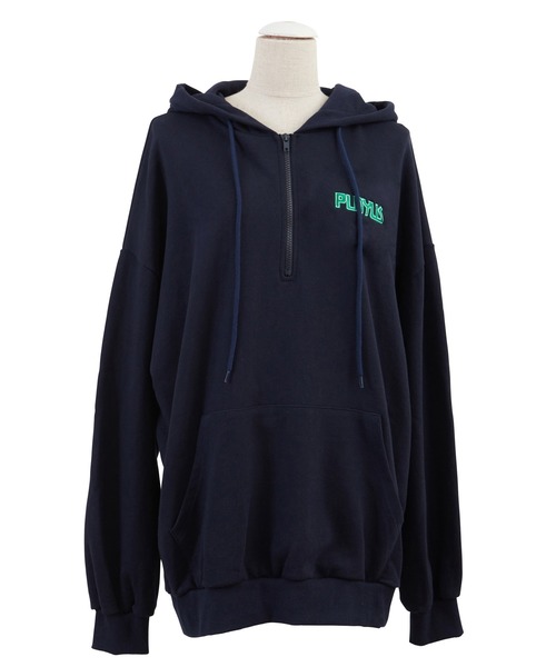 PUNYUS(プニュズ)の「ワンポイントハーフZIPパーカー(パーカー・レディース・ライム/ネイビー/杢グレー・4/3)」の12枚目の写真