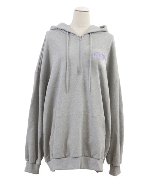 PUNYUS(プニュズ)の「ワンポイントハーフZIPパーカー(パーカー・レディース・ライム/ネイビー/杢グレー・4/3)」の13枚目の写真