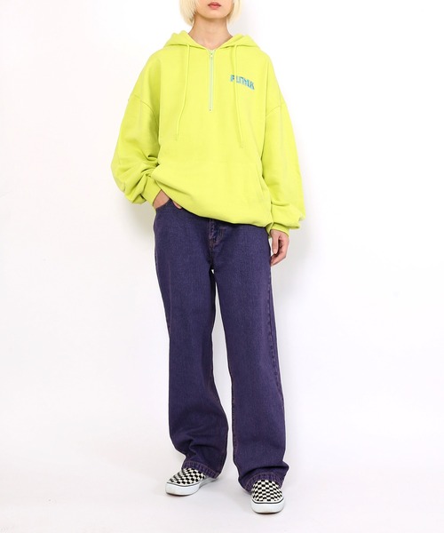 PUNYUS(プニュズ)の「ワンポイントハーフZIPパーカー(パーカー・レディース・ライム/ネイビー/杢グレー・4/3)」の19枚目の写真