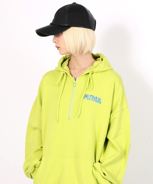 PUNYUS(プニュズ)の「ワンポイントハーフZIPパーカー(パーカー・レディース・ライム/ネイビー/杢グレー・4/3)」の20枚目の写真