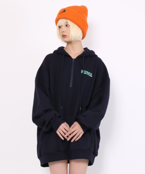 PUNYUS(プニュズ)の「ワンポイントハーフZIPパーカー(パーカー・レディース・ライム/ネイビー/杢グレー・4/3)」の21枚目の写真