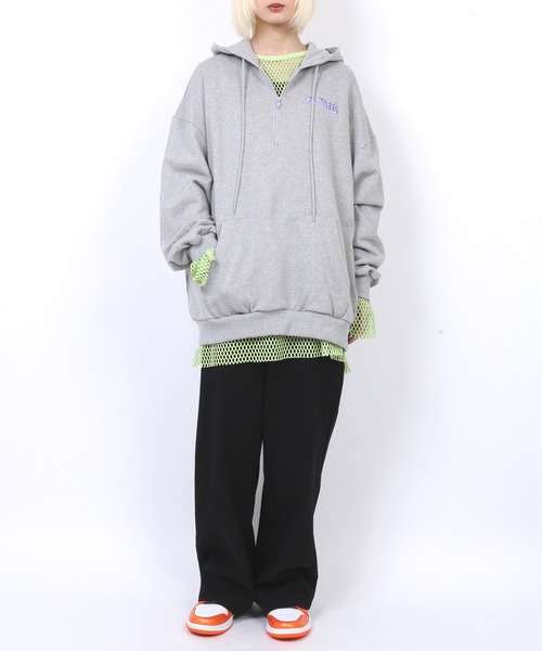 PUNYUS(プニュズ)の「ワンポイントハーフZIPパーカー(パーカー・レディース・ライム/ネイビー/杢グレー・4/3)」の22枚目の写真