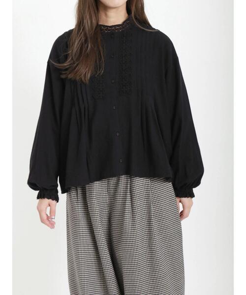 Samansa Mos2（サマンサ モスモス）の「レースピンタックブラウス（シャツ/ブラウス・レディース・グレー/ブラック/イエロー・ﾌﾘ-）」の9枚目の写真