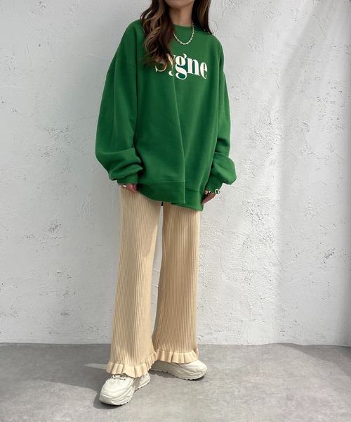 apres jour mignon(アプレジュールミニョン)の「裾フリルリブニットパンツ【ZOZOTOWN限定アイテム】(その他パンツ・レディース・アイボリー/オレンジ/ブラック・X-LARGE/SMALL/MEDIUM)」の8枚目の写真