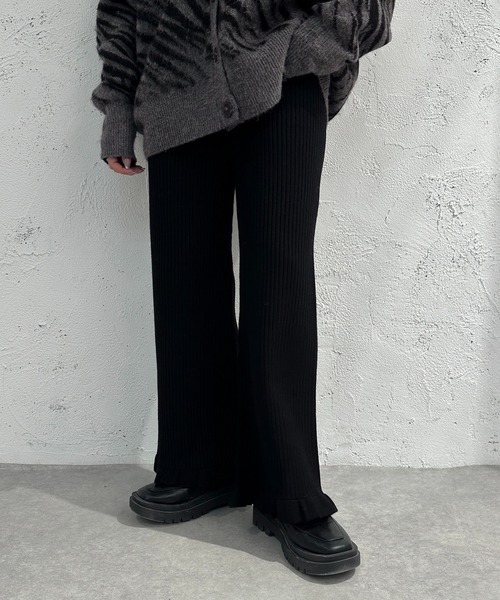 apres jour mignon(アプレジュールミニョン)の「裾フリルリブニットパンツ【ZOZOTOWN限定アイテム】(その他パンツ・レディース・アイボリー/オレンジ/ブラック・X-LARGE/SMALL/MEDIUM)」の11枚目の写真