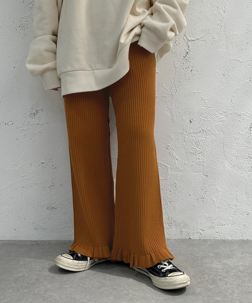 apres jour mignon(アプレジュールミニョン)の「裾フリルリブニットパンツ【ZOZOTOWN限定アイテム】(その他パンツ・レディース・アイボリー/オレンジ/ブラック・X-LARGE/SMALL/MEDIUM)」の17枚目の写真