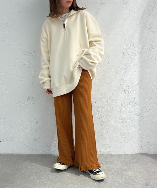 apres jour mignon(アプレジュールミニョン)の「裾フリルリブニットパンツ【ZOZOTOWN限定アイテム】(その他パンツ・レディース・アイボリー/オレンジ/ブラック・X-LARGE/SMALL/MEDIUM)」の21枚目の写真