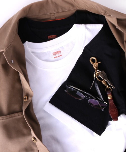 UNIVERSAL OVERALL（ユニバーサルオーバーオール）の「2PパックショートスリーブTシャツ（Tシャツ/カットソー・メンズ・ホワイト/ブラック・MEDIUM/LARGE/X-LARGE/SMALL）」の4枚目の写真