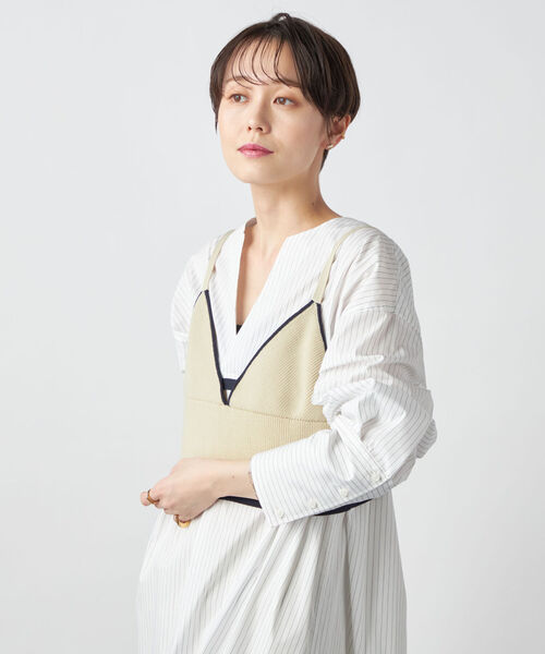 Rie Miller（リエミラー）の「《手洗い可能》ニットビスチェ（ベスト・レディース・ネイビー/ベージュ・38）」の12枚目の写真