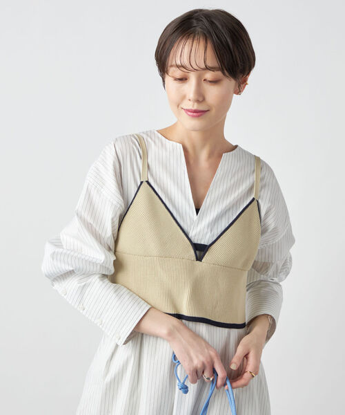 Rie Miller（リエミラー）の「《手洗い可能》ニットビスチェ（ベスト・レディース・ネイビー/ベージュ・38）」の13枚目の写真