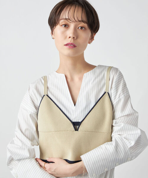 Rie Miller（リエミラー）の「《手洗い可能》ニットビスチェ（ベスト・レディース・ネイビー/ベージュ・38）」の18枚目の写真