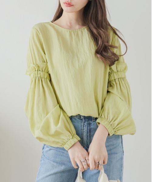 AMELY(エミリー)の「ボリューム袖ブラウス(シャツ/ブラウス・レディース・ピンク/グリーン/ホワイト/ブラック・フリー)」の4枚目の写真