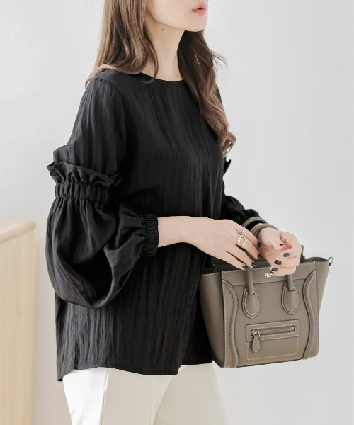 AMELY(エミリー)の「ボリューム袖ブラウス(シャツ/ブラウス・レディース・ピンク/グリーン/ホワイト/ブラック・フリー)」の8枚目の写真