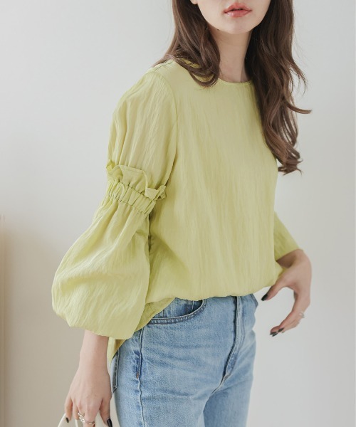 AMELY(エミリー)の「ボリューム袖ブラウス(シャツ/ブラウス・レディース・ピンク/グリーン/ホワイト/ブラック・フリー)」の11枚目の写真