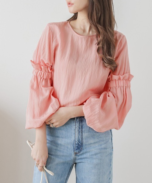 AMELY(エミリー)の「ボリューム袖ブラウス(シャツ/ブラウス・レディース・ピンク/グリーン/ホワイト/ブラック・フリー)」の15枚目の写真