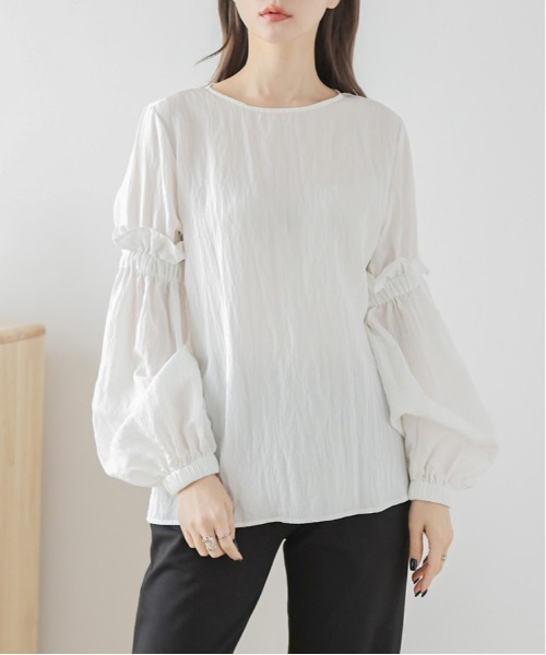 AMELY(エミリー)の「ボリューム袖ブラウス(シャツ/ブラウス・レディース・ピンク/グリーン/ホワイト/ブラック・フリー)」の7枚目の写真