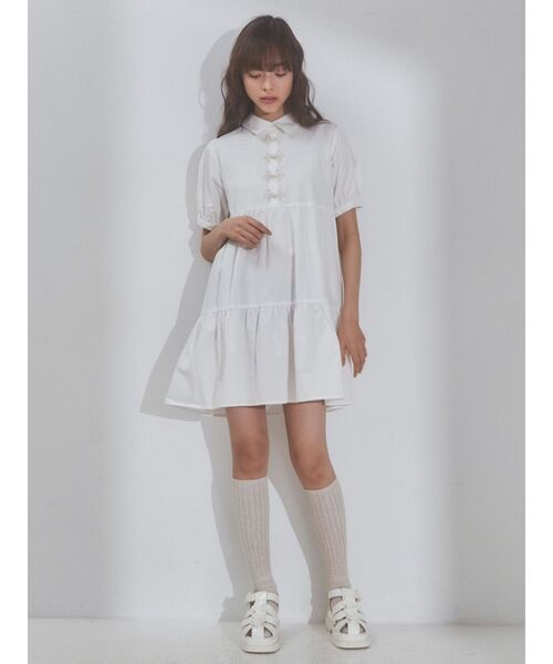 merry jenny 未使用 ホワイト フリルチャイナミニワンピース merry jenny フリルチャイナミニワンピース（オフホワイト