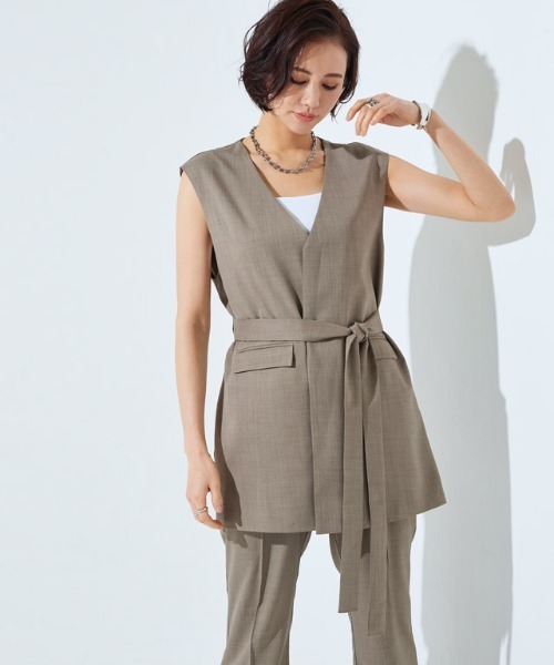 [RASW] リネンライクバックスリットジレ（ベスト）｜RASW（ラス）