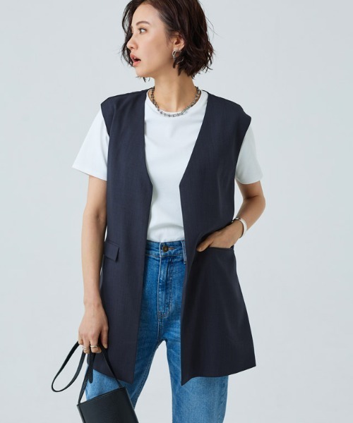 RASW（ラス）の「[RASW] リネンライクバックスリットジレ（ベスト・レディース・カーキ系/ダークネイビー・M/L）」の8枚目の写真