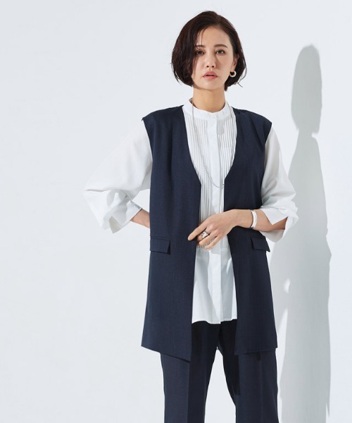RASW（ラス）の「[RASW] リネンライクバックスリットジレ（ベスト・レディース・カーキ系/ダークネイビー・M/L）」の11枚目の写真