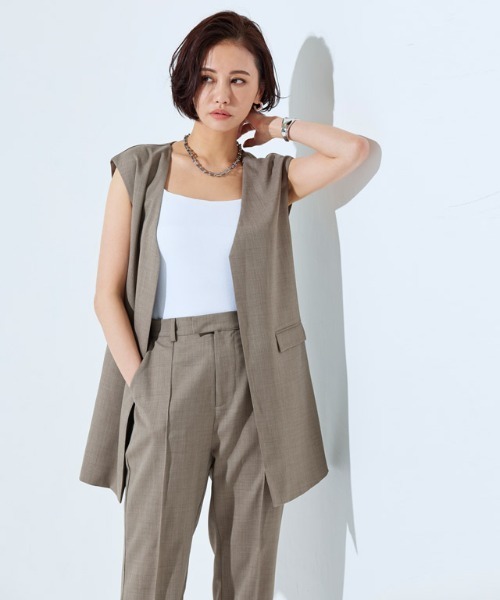 RASW（ラス）の「[RASW] リネンライクバックスリットジレ（ベスト・レディース・カーキ系/ダークネイビー・M/L）」の20枚目の写真