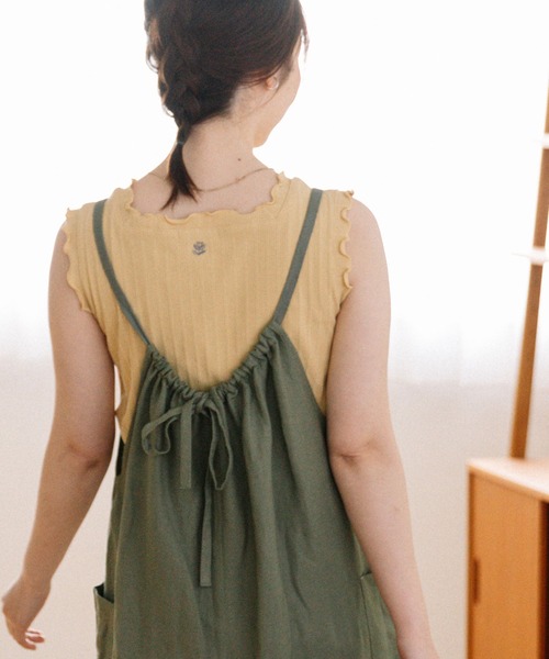 POU DOU DOU（プードゥドゥ）の「リネンレーヨンキャミソールサロペット（サロペット/オーバーオール・レディース・ブラック/カーキ/ネイビー・3）」の9枚目の写真