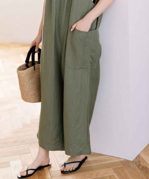 POU DOU DOU（プードゥドゥ）の「リネンレーヨンキャミソールサロペット（サロペット/オーバーオール・レディース・ブラック/カーキ/ネイビー・3）」の10枚目の写真