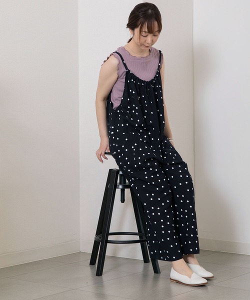 POU DOU DOU（プードゥドゥ）の「リネンレーヨンキャミソールサロペット（サロペット/オーバーオール・レディース・ブラック/カーキ/ネイビー・3）」の14枚目の写真