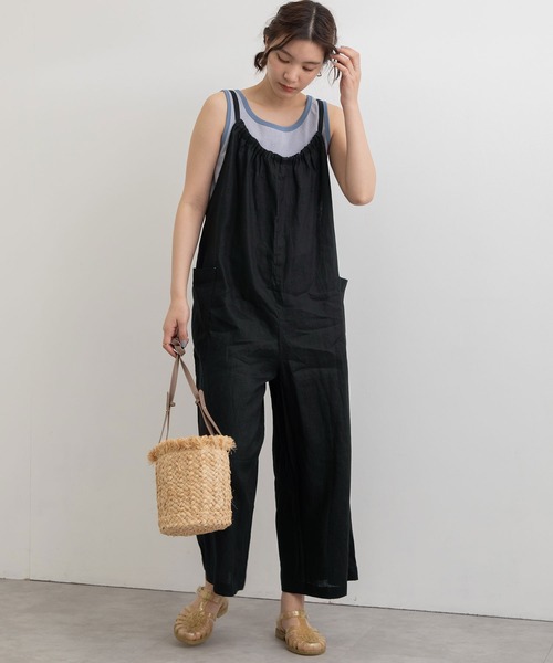 POU DOU DOU（プードゥドゥ）の「リネンレーヨンキャミソールサロペット（サロペット/オーバーオール・レディース・ブラック/カーキ/ネイビー・3）」の19枚目の写真