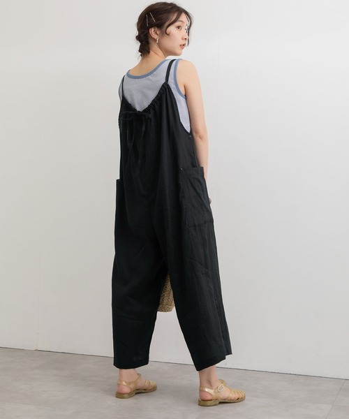 POU DOU DOU（プードゥドゥ）の「リネンレーヨンキャミソールサロペット（サロペット/オーバーオール・レディース・ブラック/カーキ/ネイビー・3）」の22枚目の写真