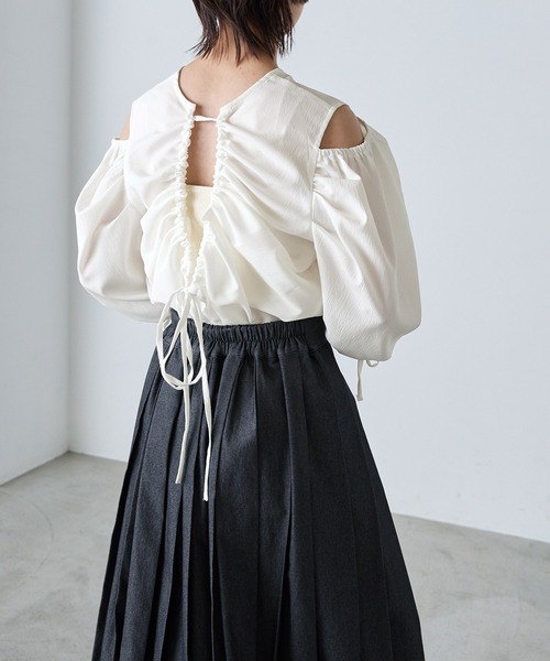 forksy.（フォルクシー）の「【forksy.】バックオープンショルダースリットパフスリーブブラウス（シャツ/ブラウス・レディース・ホワイト×ブラック/ホワイト・FREE）」の21枚目の写真