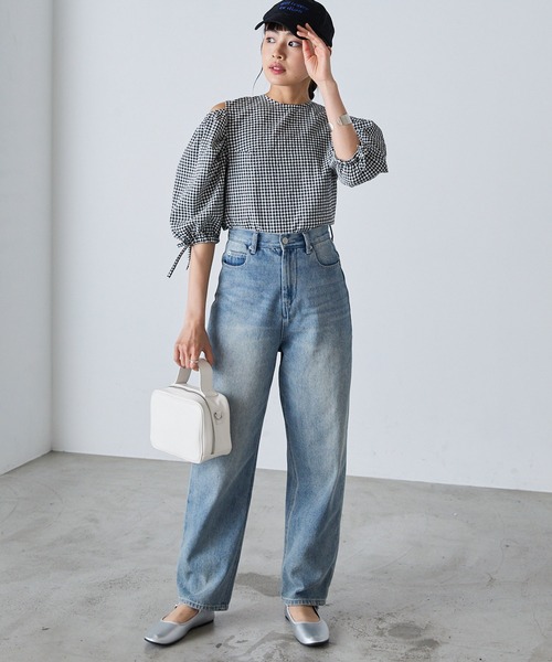 パフスリーブトップクリーム 新品未使用 SHEINフリル付きパフスリーブトップス クリーム色4xL
