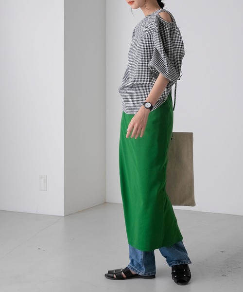 yonfa フラッシースリットスリーブT カーキ　Olive オリーブ yonfa フラッシースリットスリーブT カーキ Olive オリーブ