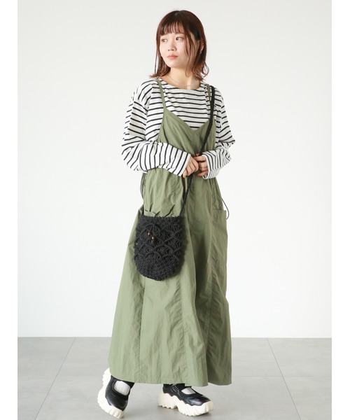 ehka sopo（エヘカソポ）の「◎ミリタリーキャミソールワンピース（ワンピース・レディース・キナリ/カーキ/ブラック・ﾌﾘ-）」の3枚目の写真