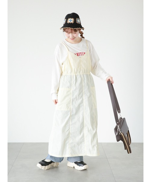 ehka sopo（エヘカソポ）の「◎ミリタリーキャミソールワンピース（ワンピース・レディース・キナリ/カーキ/ブラック・ﾌﾘ-）」の4枚目の写真