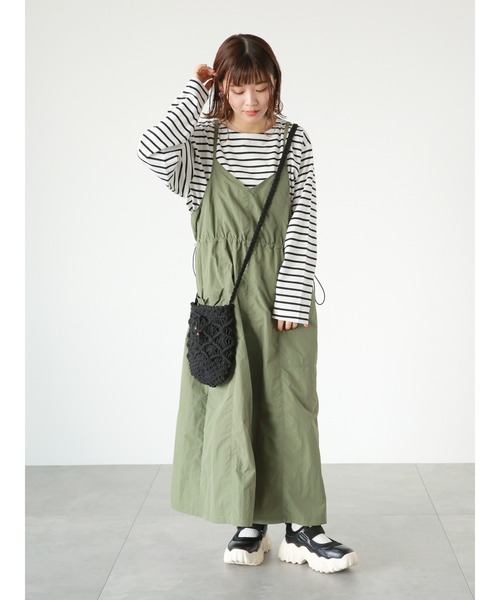 ehka sopo（エヘカソポ）の「◎ミリタリーキャミソールワンピース（ワンピース・レディース・キナリ/カーキ/ブラック・ﾌﾘ-）」の8枚目の写真