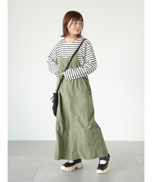 ehka sopo（エヘカソポ）の「◎ミリタリーキャミソールワンピース（ワンピース・レディース・キナリ/カーキ/ブラック・ﾌﾘ-）」の9枚目の写真