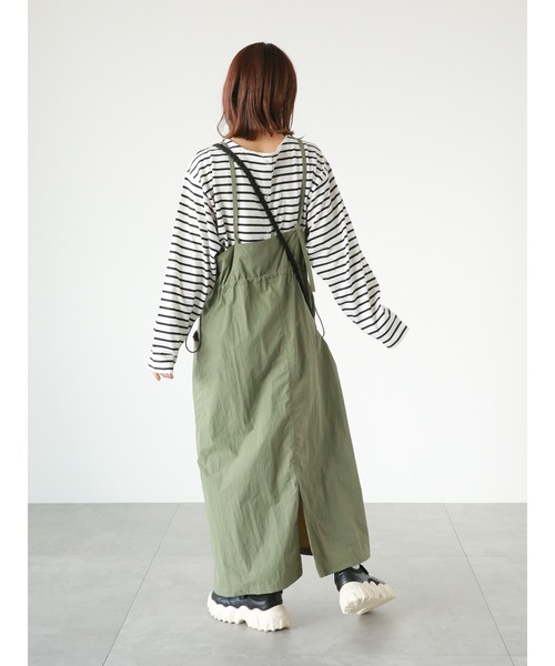 ehka sopo（エヘカソポ）の「◎ミリタリーキャミソールワンピース（ワンピース・レディース・キナリ/カーキ/ブラック・ﾌﾘ-）」の10枚目の写真