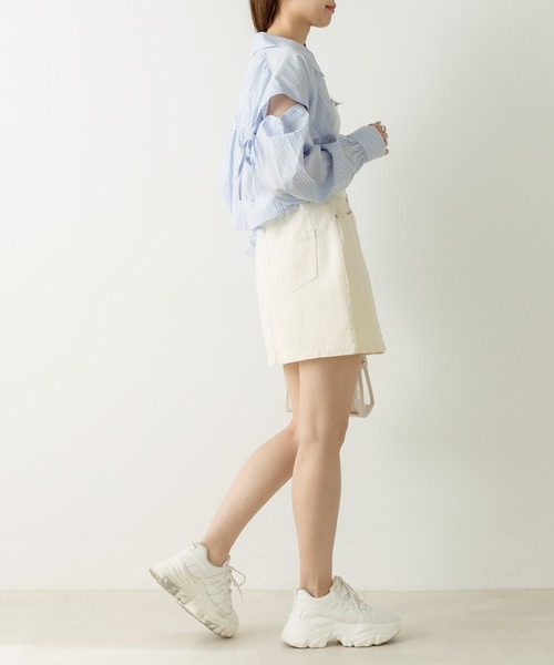 OLIVE des OLIVE（オリーブデオリーブ）の「スリットデニムミニスカート　1031010290（スカート・レディース・オフホワイト/サックスブルー/ブラック/ネイビー/スミクロ・FREE）」の21枚目の写真