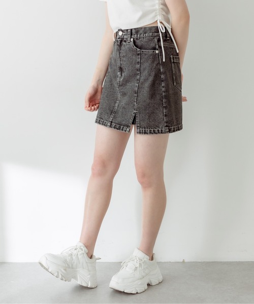 OLIVE des OLIVE（オリーブデオリーブ）の「スリットデニムミニ