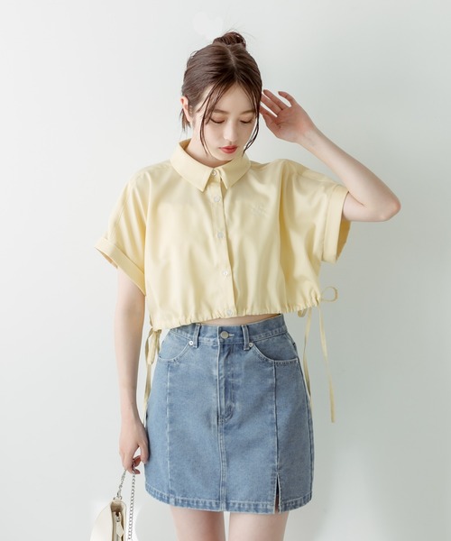 OLIVE des OLIVE（オリーブデオリーブ）の「スリットデニムミニスカート　1031010290（スカート・レディース・オフホワイト/サックスブルー/ブラック/ネイビー/スミクロ・FREE）」の17枚目の写真