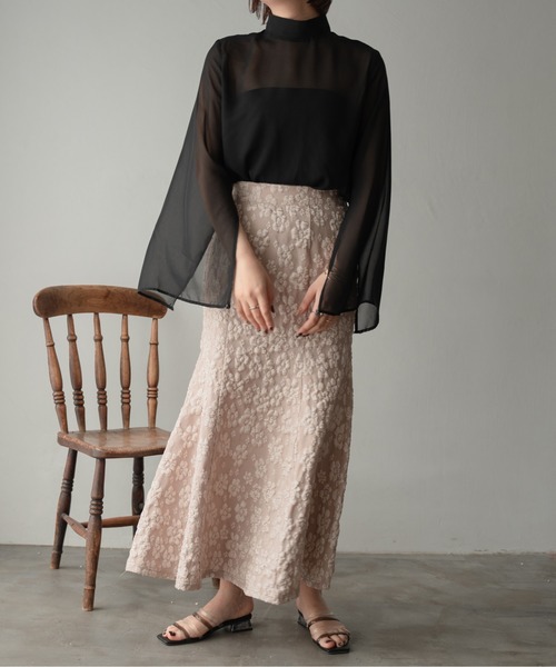 Ambre Ciel(アンブルシエル)の「袖スリットシアーハイネックブラウス/【WEB/EC限定商品】(シャツ/ブラウス・レディース・ブラック/ピンク/オフホワイト/ライトグリーン・FREE)」の14枚目の写真