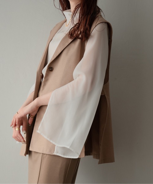 Ambre Ciel(アンブルシエル)の「袖スリットシアーハイネックブラウス/【WEB/EC限定商品】(シャツ/ブラウス・レディース・ブラック/ピンク/オフホワイト/ライトグリーン・FREE)」の10枚目の写真