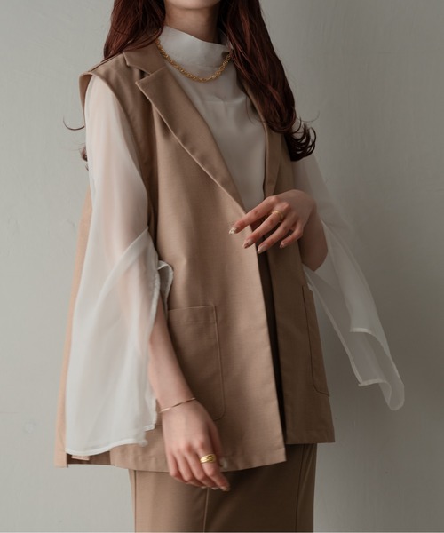 Ambre Ciel(アンブルシエル)の「袖スリットシアーハイネックブラウス/【WEB/EC限定商品】(シャツ/ブラウス・レディース・ブラック/ピンク/オフホワイト/ライトグリーン・FREE)」の22枚目の写真